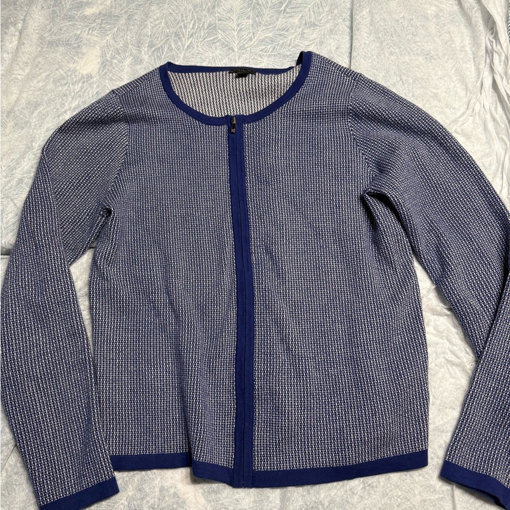 Ann Taylor Navy and White Cardigan